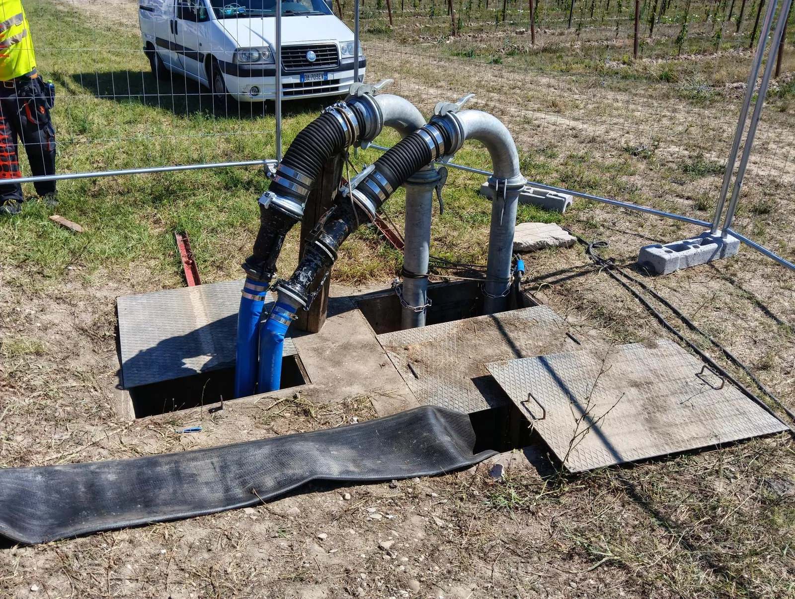 Impianto di bypass provvisorio in cantiere.